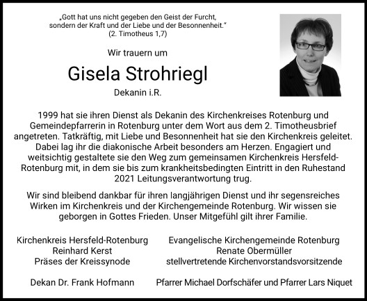Nachruf Gisela Strohriegl